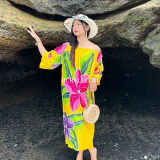 Hot Sale Rayon Dress Hand Painted Handmade in Bali